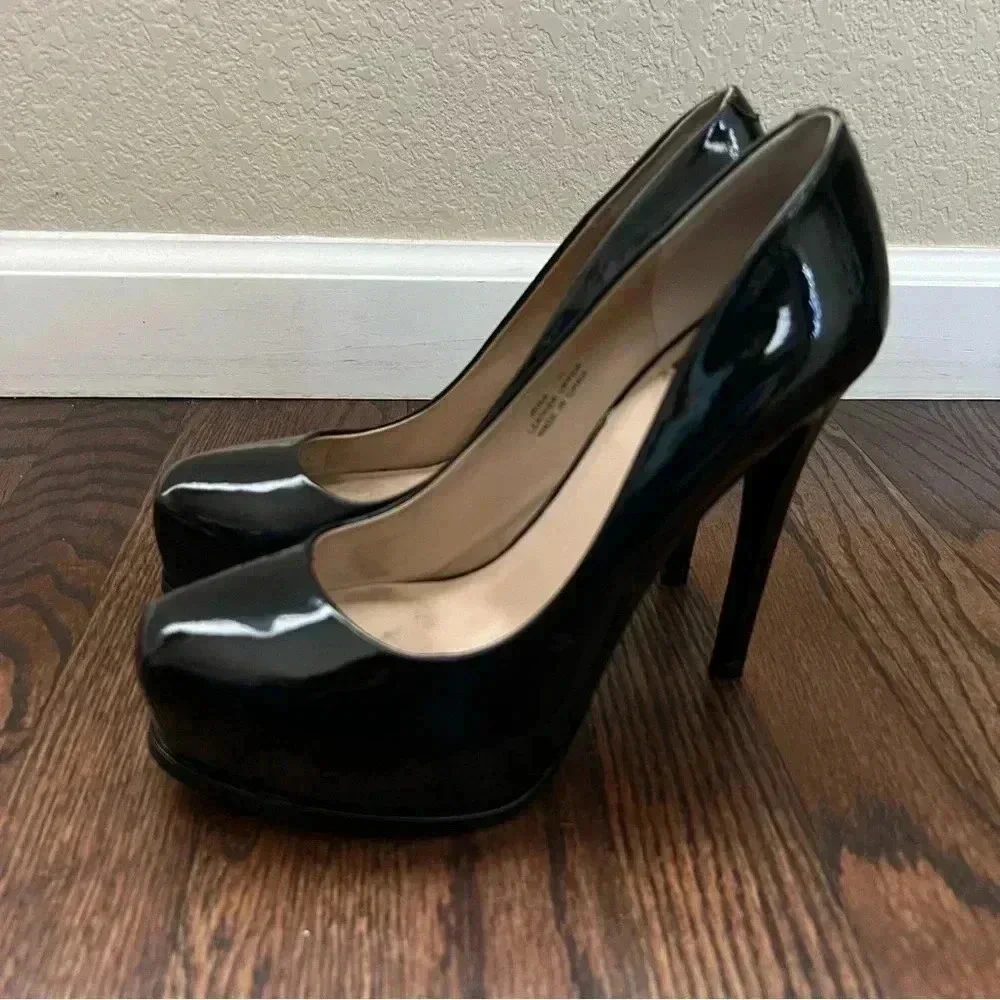 Pour La Victoire Black Irina Patent Leather Platform Pumps Heels Wm Size 7 $250